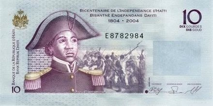 Sanite Bélair on the Haitian 10 Gourdes banknote, bicentennial edition
